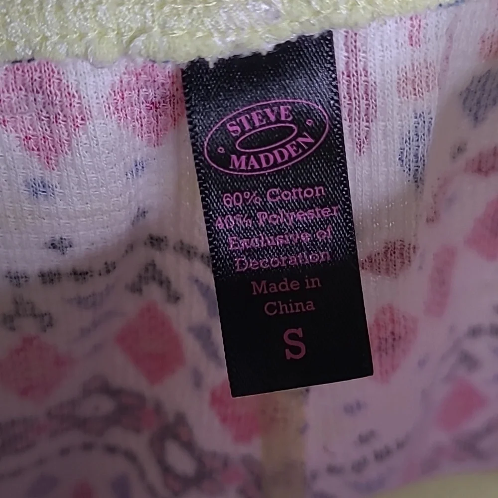 Steve Madden Womens Small Bright Colorful Warm Cozy Pajamas pants and top set